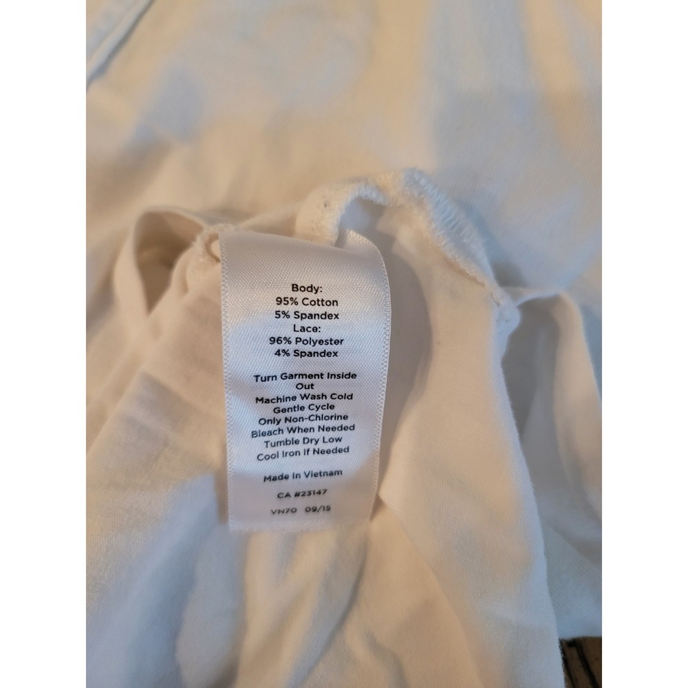 Talbots Woman White Crochet Lace Sleeve Pocket Top 2X Cotton Blend 3/4 Sleeve - Picture 4 of 5